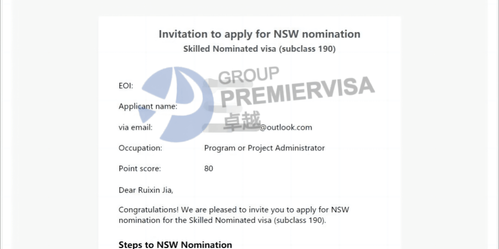 恭喜Ms.Liu Nsw190 提名预获邀